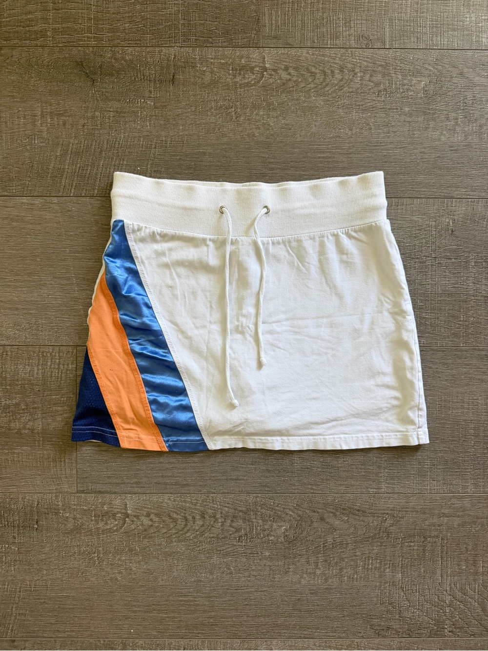White Mini Skirt with Blue and Orange Side Panels